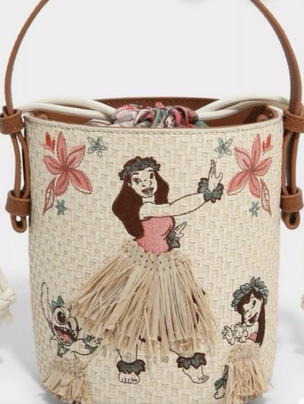 NWT LILO AND STITCH LOUNGEFLY WOVEN CROSSBODY BUCKET BAG